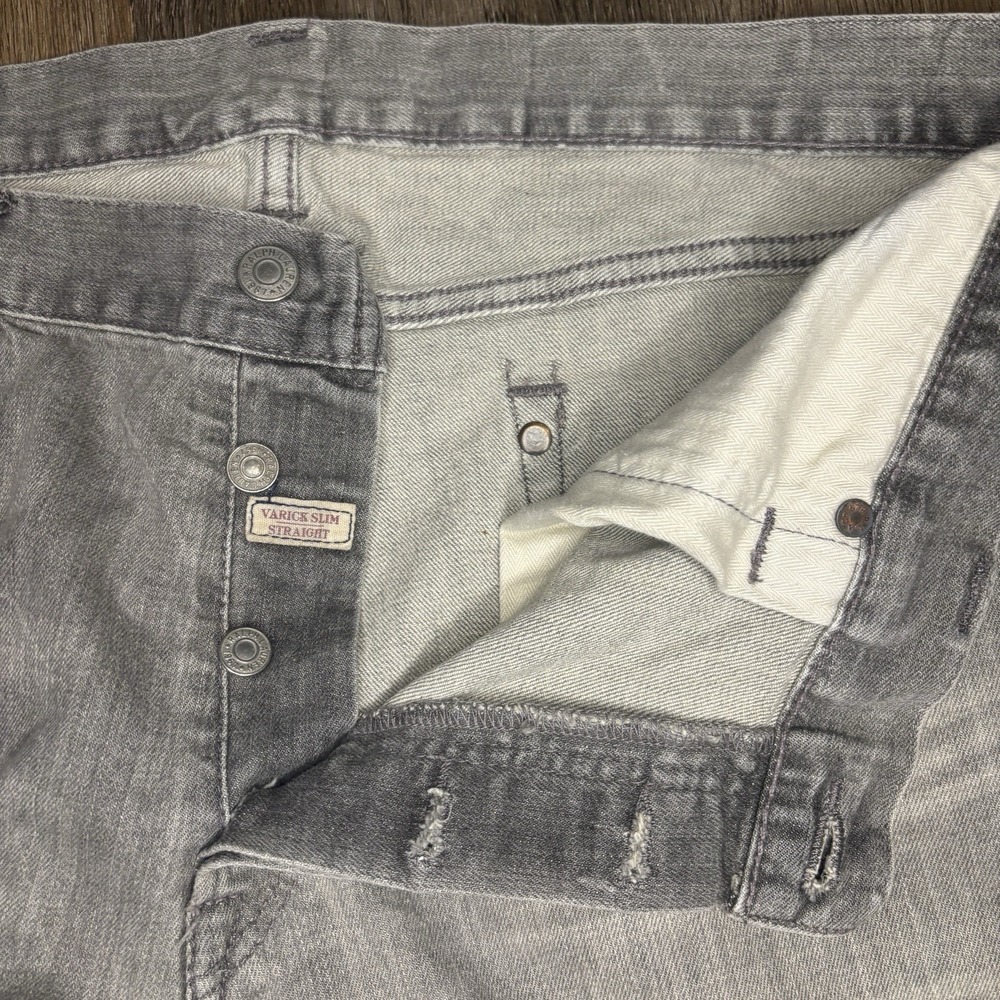 Polo Ralph Lauren Jeans Mens 36 32 Grey Varick Slim Straight Fit Button Fly - Picture 5 of 15